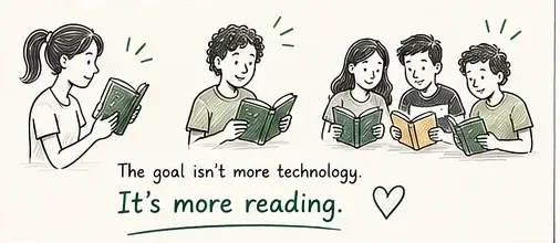 Children reading. The goal isn’t more technology. It’s more reading.